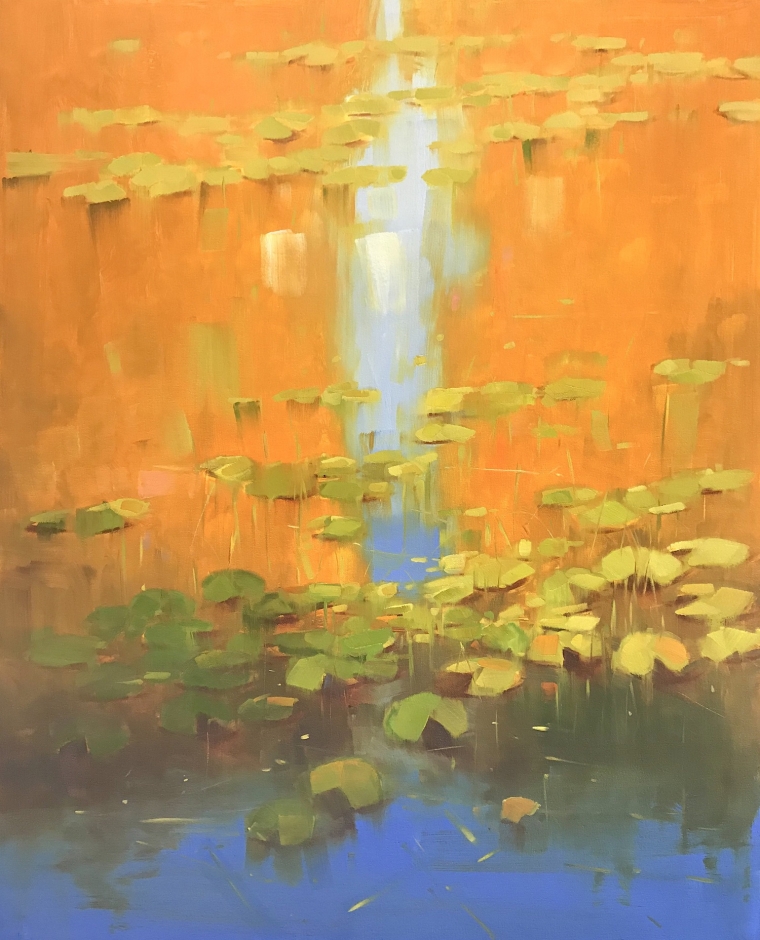 Waterlilies in Fall, Original oil Painting, Handmade artwork, One of a Kind          